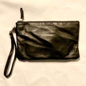 Mighty Purse Black Leather Wristlet
